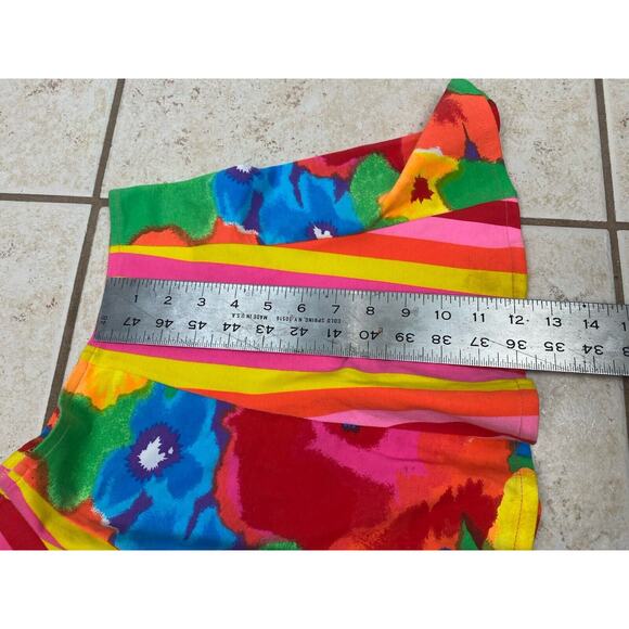 Keiko VTG Pink One Piece Swimsuit Skirt Set Abstract Colorful Vibrant Sz L - Picture 16 of 16